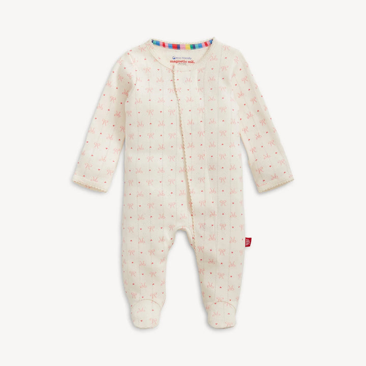 Magnetic Me - Heart & Bow Pointelle Footie