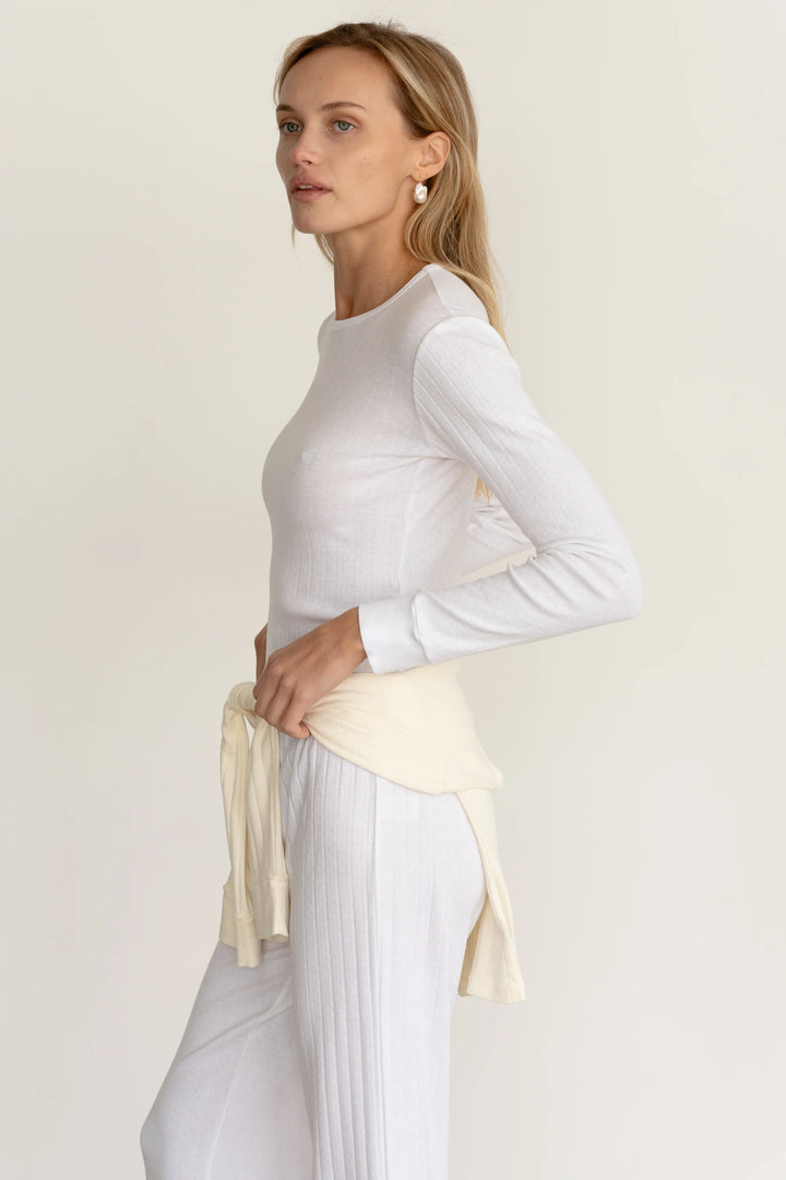 DONNI - Pointelle Long Sleeve in Powder
