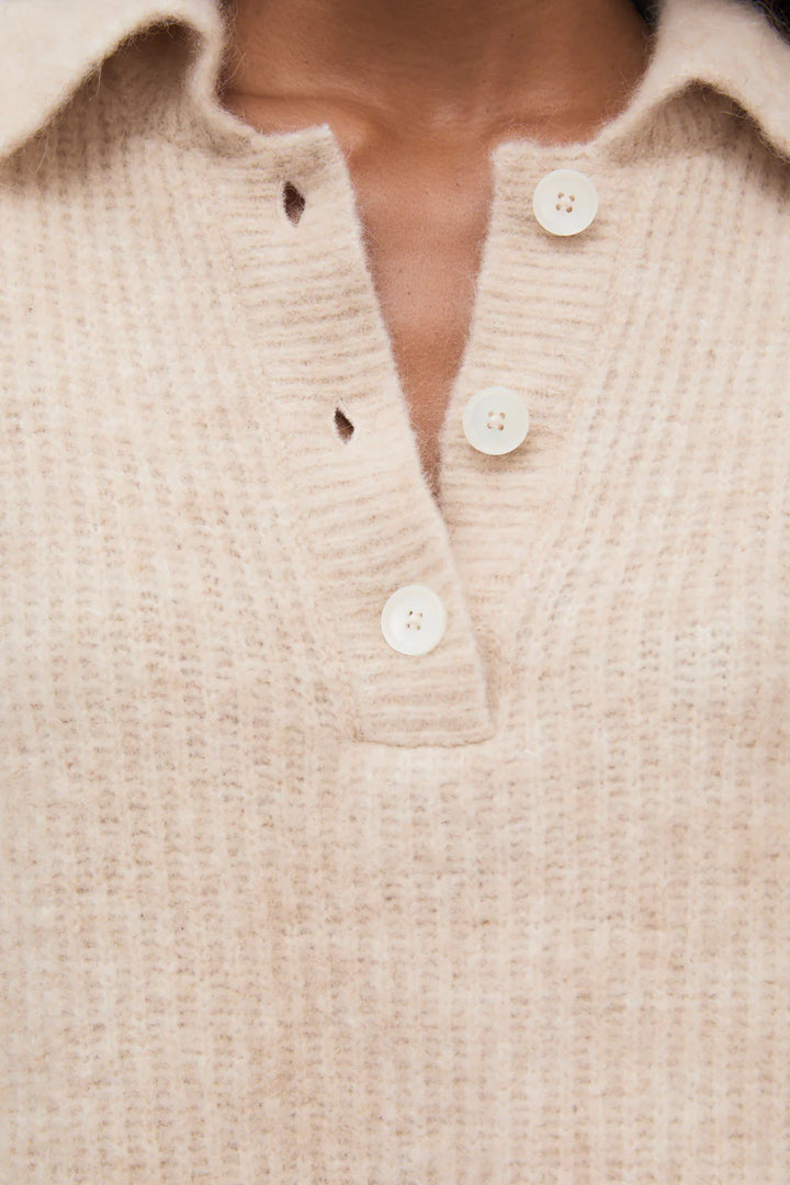 The New Society – Mimi Knit Polo in Moonlight