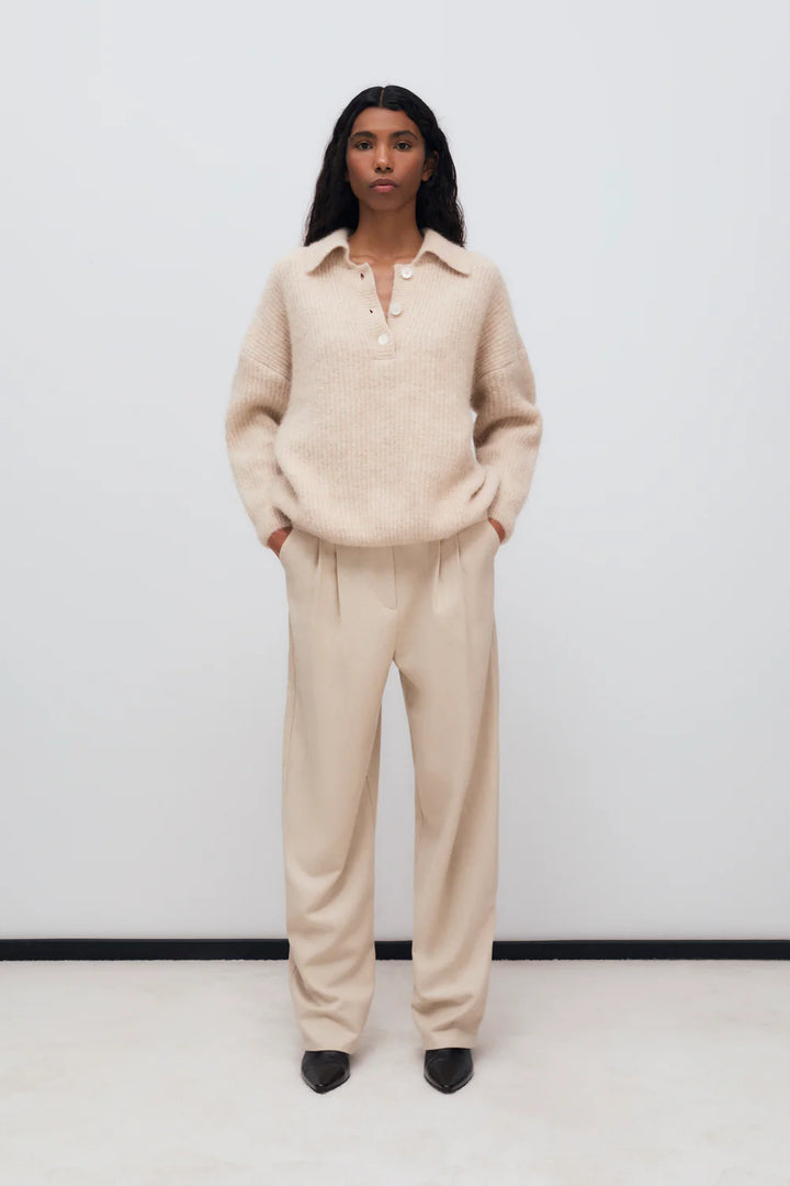 The New Society – Mimi Knit Polo in Moonlight
