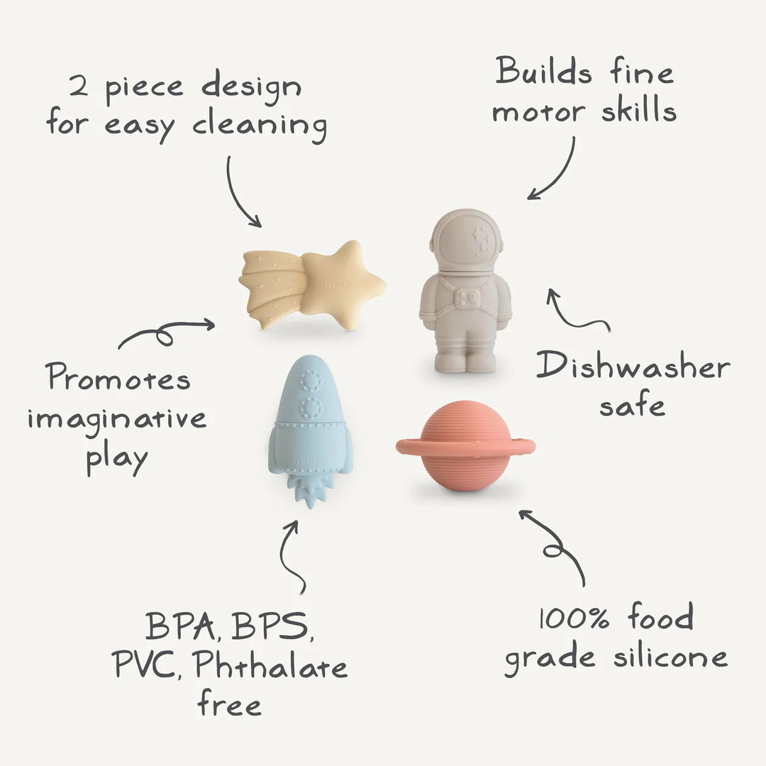 Mushie – Space Mold Free Bath Play Set - 4 Pack