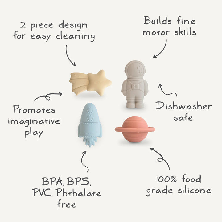 Mushie – Space Mold Free Bath Play Set - 4 Pack