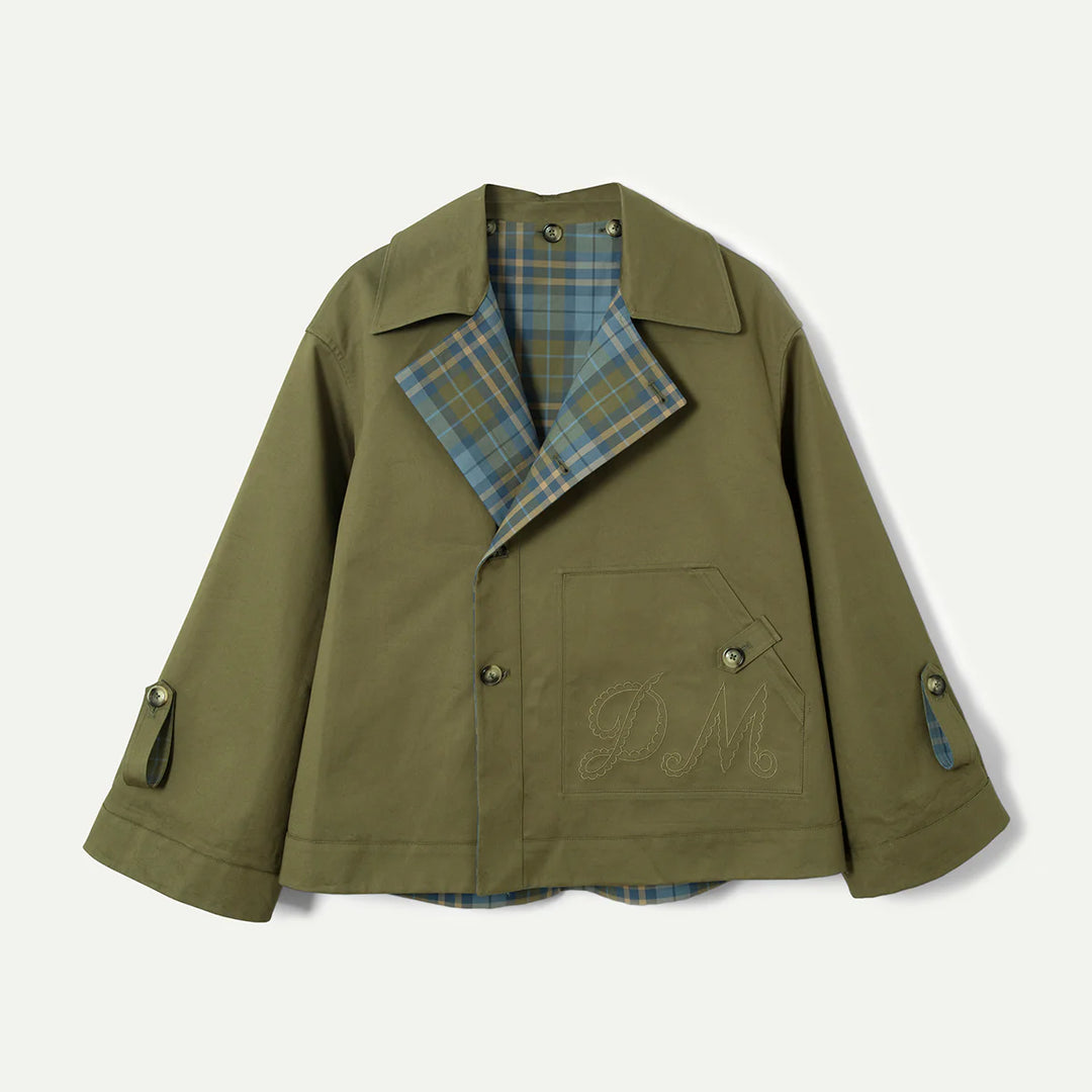 Damson Madder – Jerry Crop Trench Coat in Olive