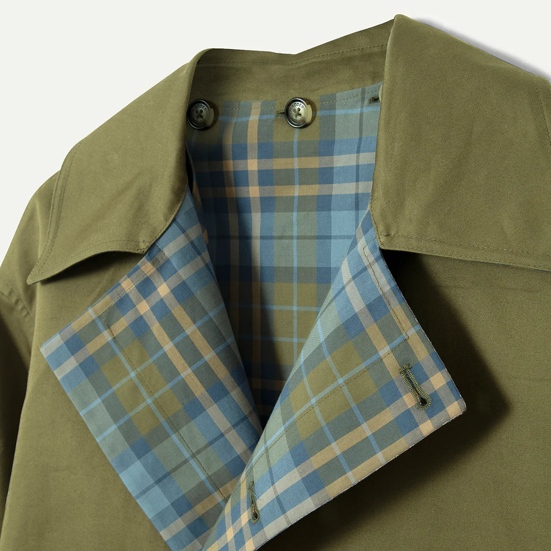 Damson Madder – Jerry Crop Trench Coat in Olive