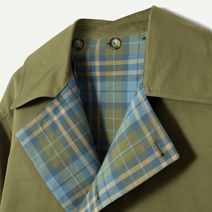 Damson Madder – Jerry Crop Trench Coat in Olive