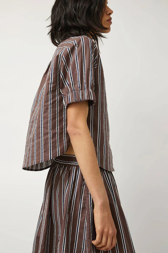 No. 6 Store – Chloe Top in Cambridge Brown Stripe