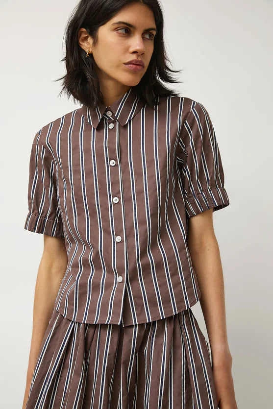 No. 6 Store – Chloe Top in Cambridge Brown Stripe