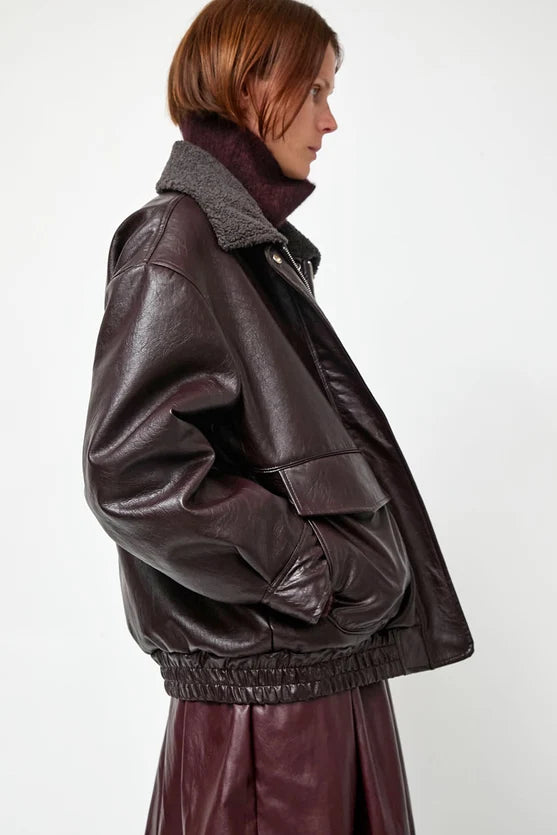 No. 6 Store – Connor Jacket in Bordeaux Sherpa