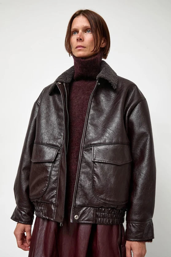 No. 6 Store – Connor Jacket in Bordeaux Sherpa