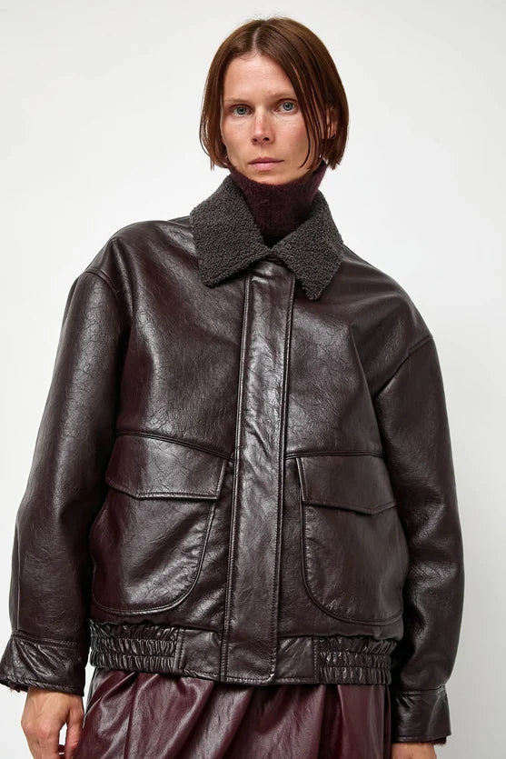 No. 6 Store – Connor Jacket in Bordeaux Sherpa