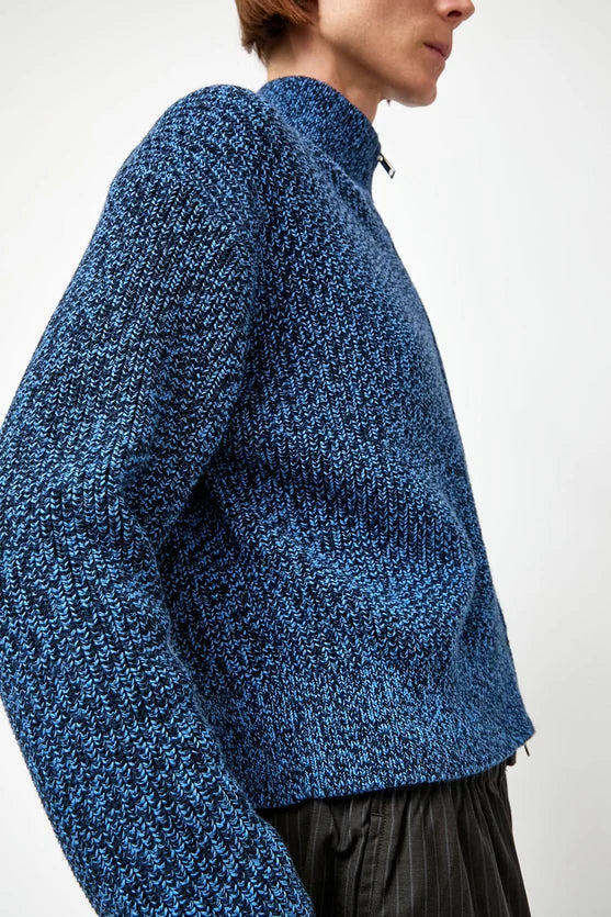 No. 6 Store – Keir Knit Cardigan Sweater in Blue Melange