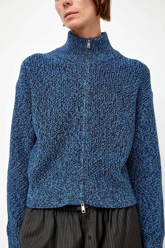 No. 6 Store – Keir Knit Cardigan Sweater in Blue Melange