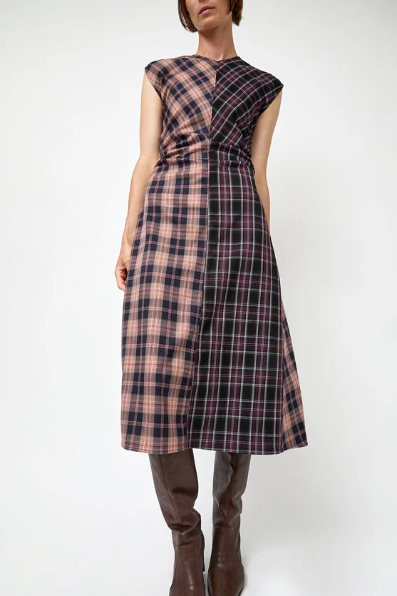 No. 6 Store – Rochelle Dress in Plum and Pink Plaid