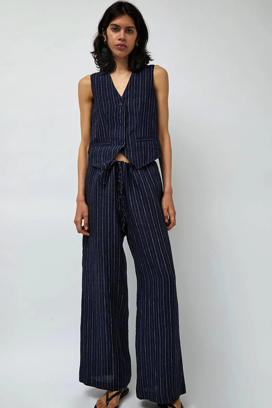 No. 6 Store – Mina Pant in Navy Pinstripe