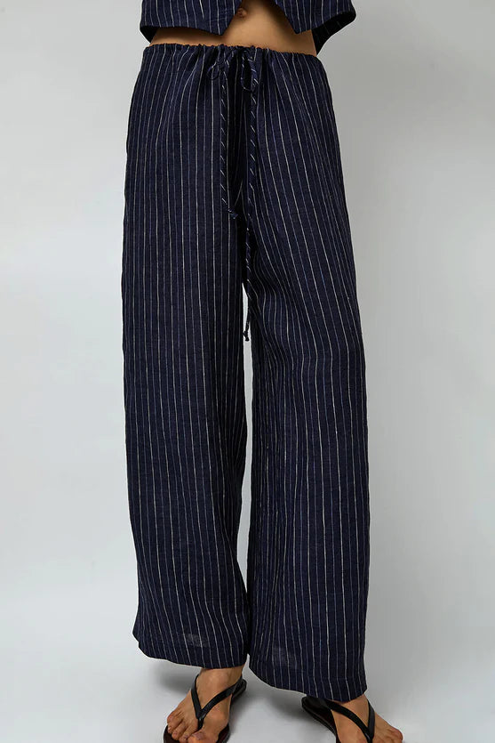 No. 6 Store – Mina Pant in Navy Pinstripe