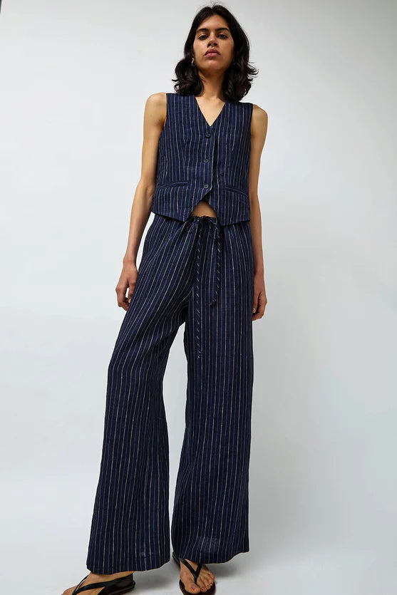No. 6 Store – Martin Vest in Navy Pinstripe