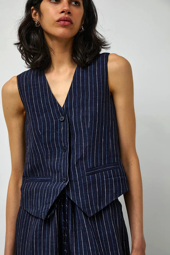 No. 6 Store – Martin Vest in Navy Pinstripe