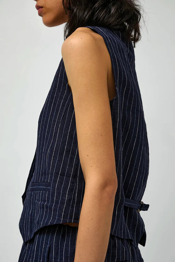 No. 6 Store – Martin Vest in Navy Pinstripe