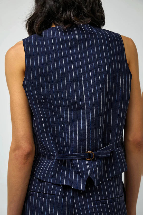 No. 6 Store – Martin Vest in Navy Pinstripe