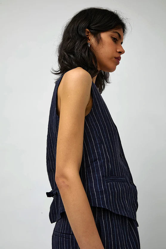 No. 6 Store – Martin Vest in Navy Pinstripe