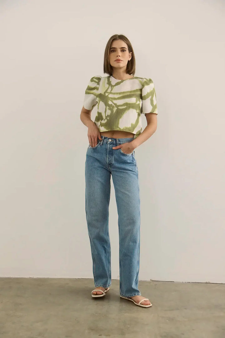 Hunter Bell – Olivia Top in Seabreeze Ikat Green