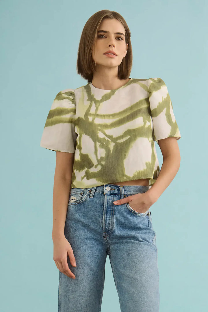 Hunter Bell – Olivia Top in Seabreeze Ikat Green