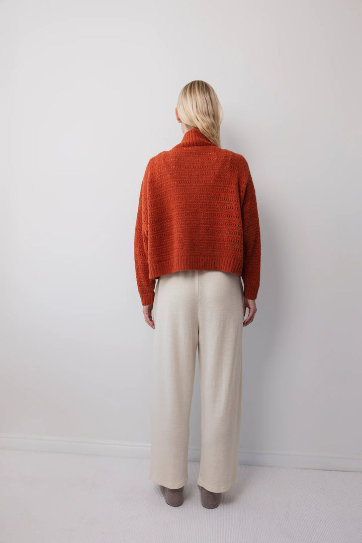 Wol Hide – Open Bomber Cardigan Sweater in Sienna