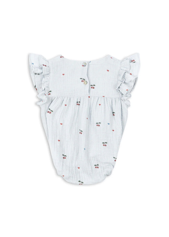 Konges Slojd - Coco Frill Romper in Cherry Blue Coeur