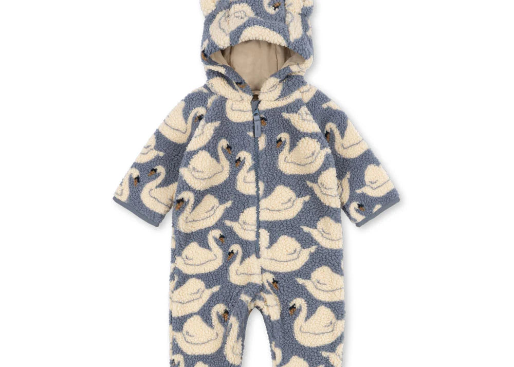 Kong's Slojd- Jody Teddy Onesie in Swan
