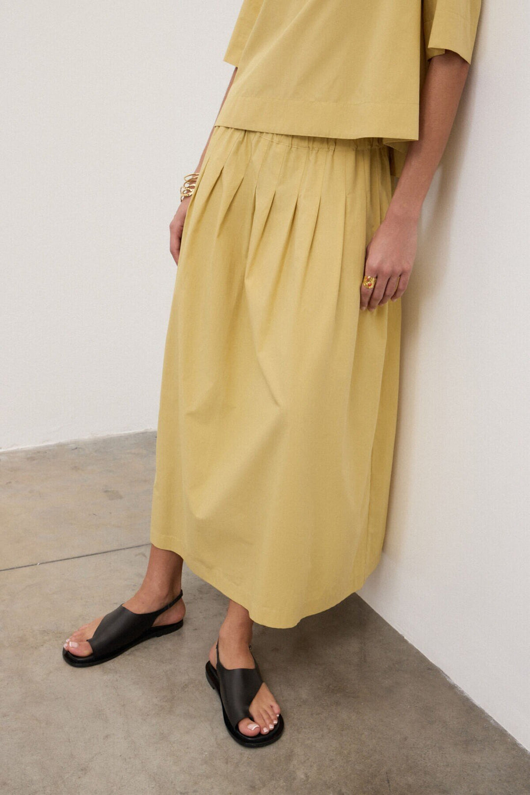 Ottod'Ame - Pleated Poplin Skirt Camelia