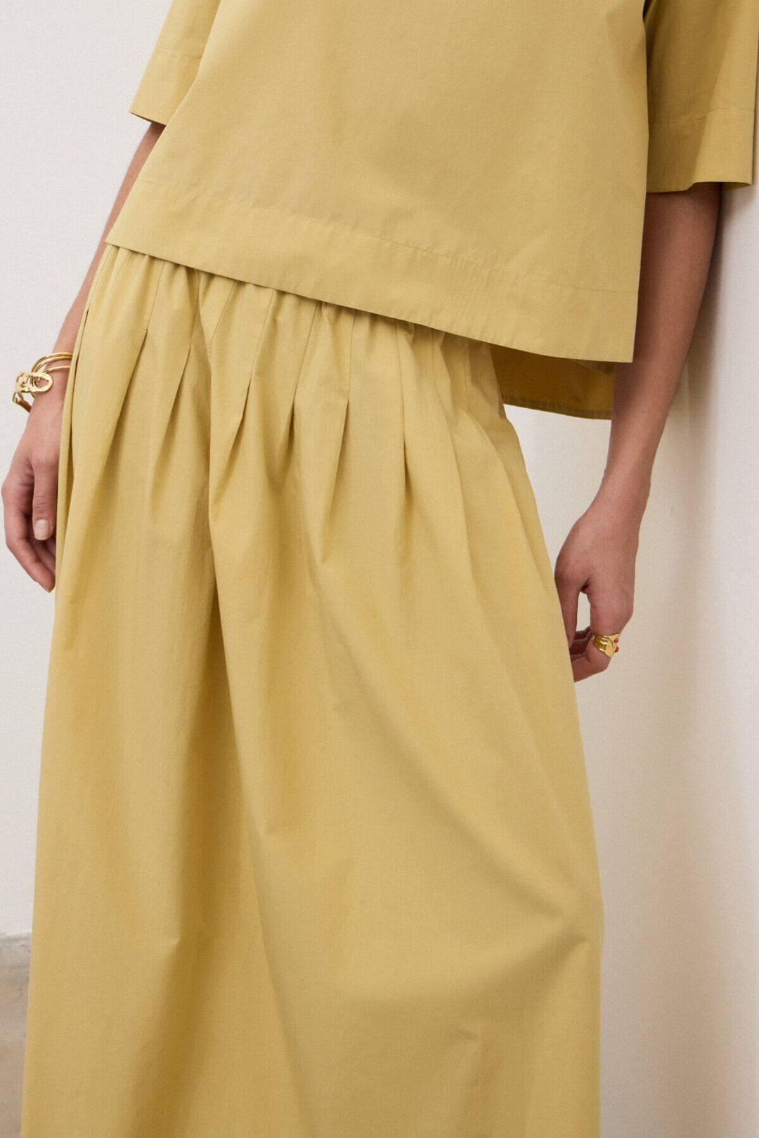 Ottod'Ame - Pleated Poplin Skirt Camelia