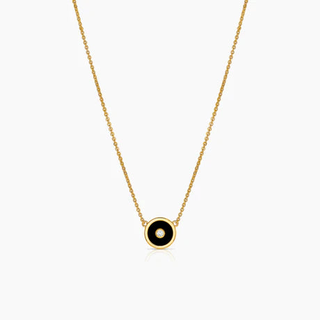 Thatch - Petite Balia Stone + Black Enamel Necklace