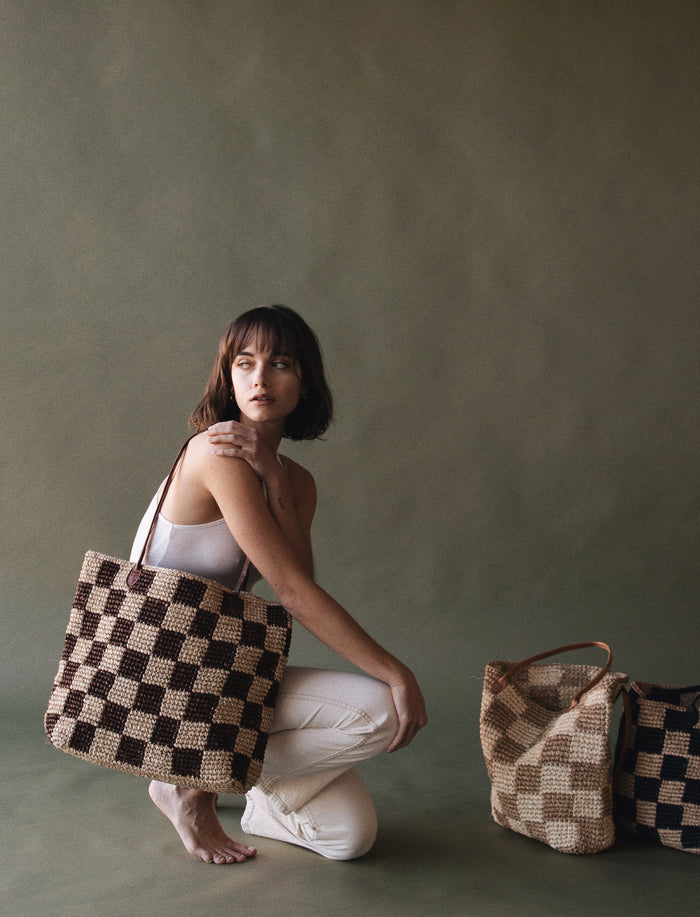 Bembien - Françoise Tote in Brown Check – Salchicha