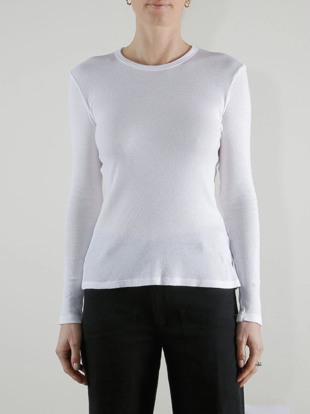 Pharaoh – Jimmy Long Sleeve Lightweight Rib Tee in White