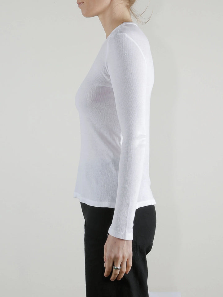 Pharaoh – Jimmy Long Sleeve Lightweight Rib Tee in White