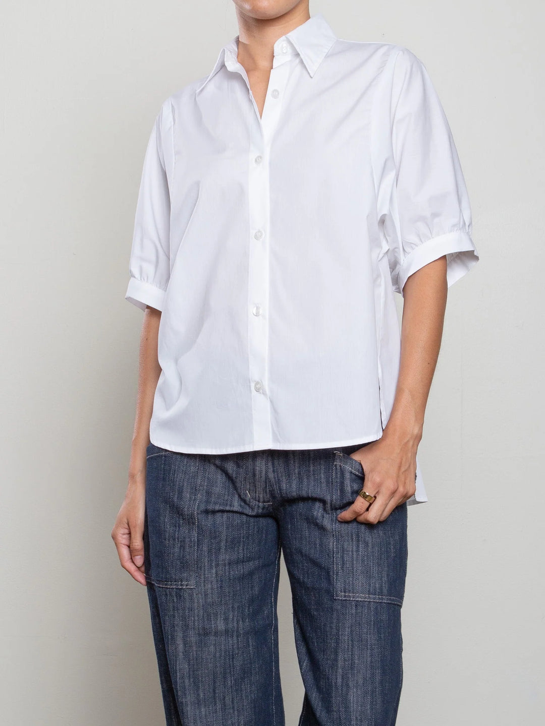 Pharaoh – Claude Organic Cotton Shirt in White Marbella Poplin