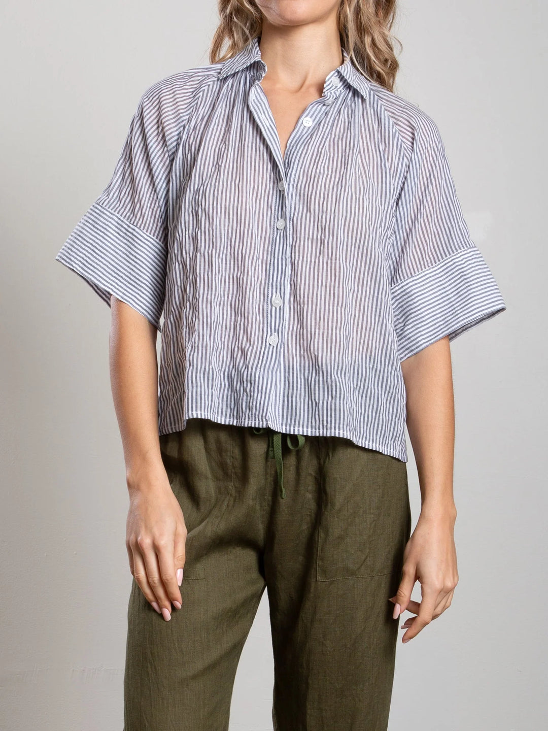 Pharaoh – Halle Shirt in Marin Stripe Washed Black