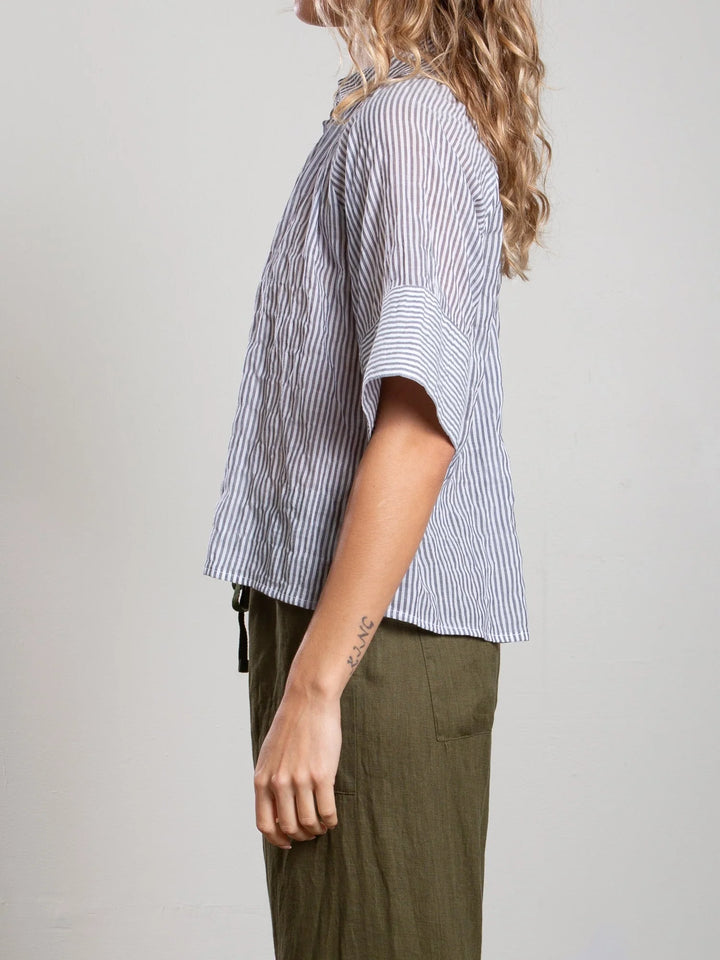 Pharaoh – Halle Shirt in Marin Stripe Washed Black