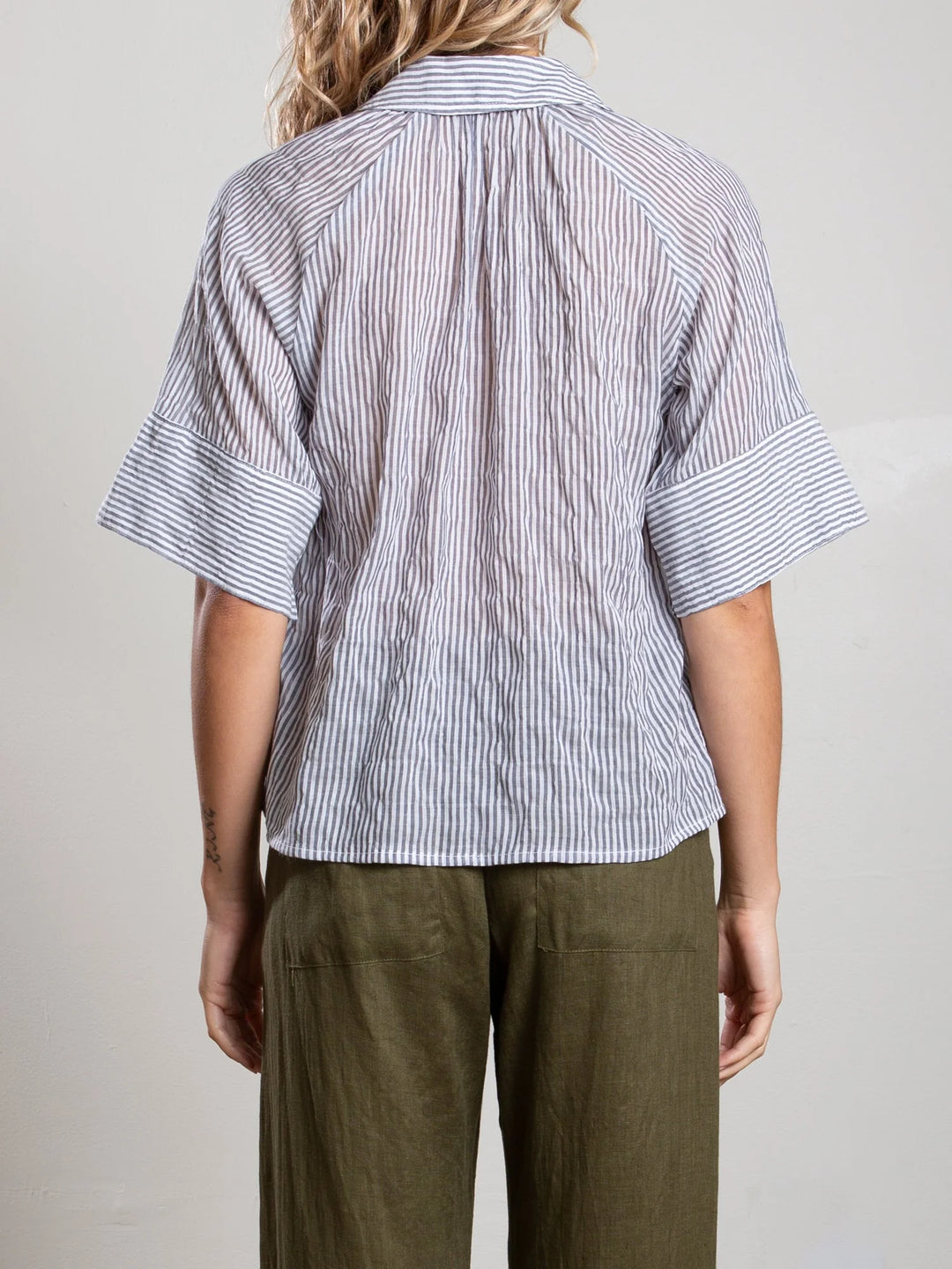 Pharaoh – Halle Shirt in Marin Stripe Washed Black