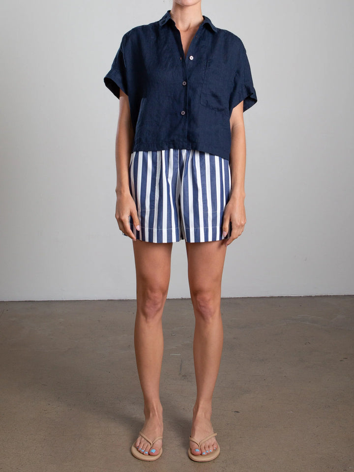 Pharaoh – Poppy Short in Navy Cotton Stripe