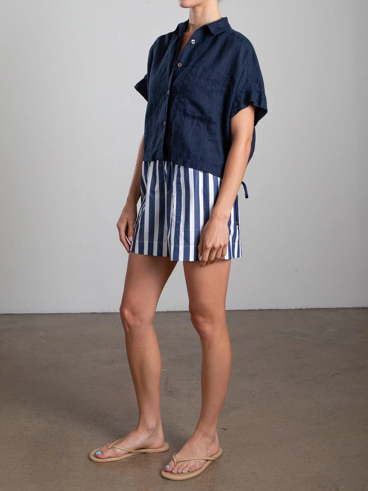 Pharaoh – Poppy Short in Navy Cotton Stripe