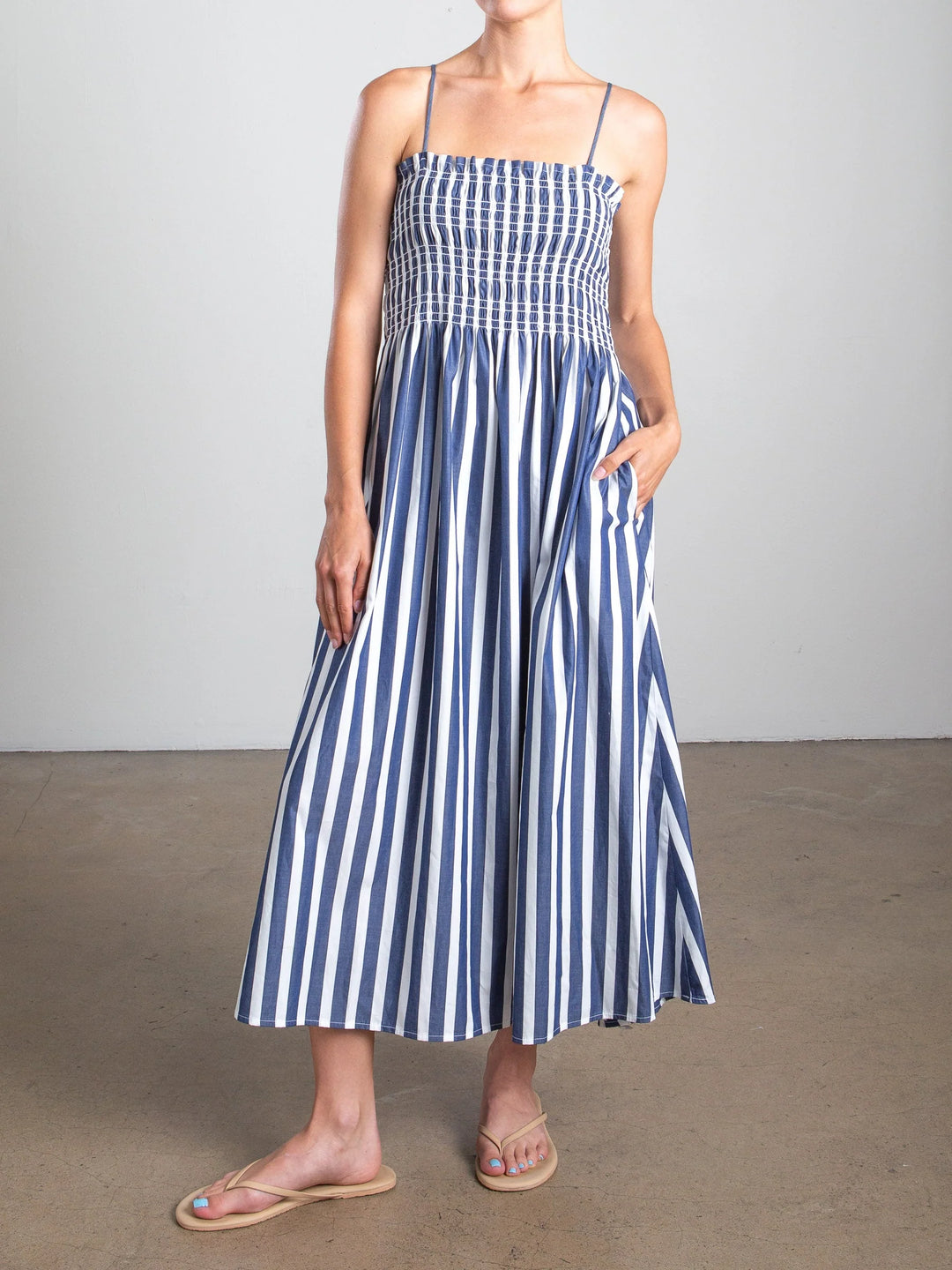 Pharaoh – Amelia Dress in Navy Cotton Stripe