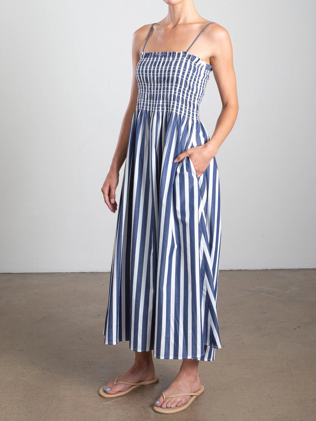 Pharaoh – Amelia Dress in Navy Cotton Stripe