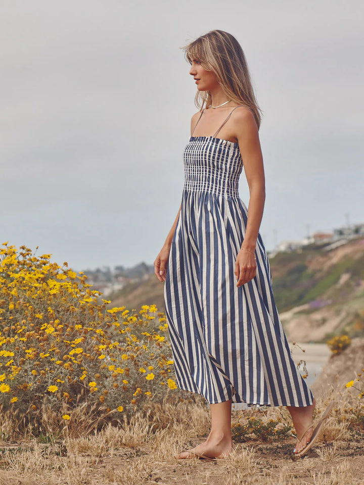 Pharaoh – Amelia Dress in Navy Cotton Stripe