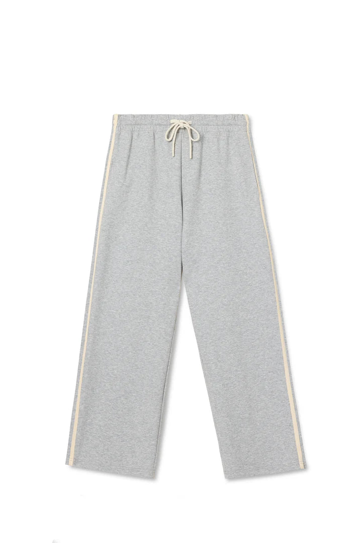 Perfect White Tee - Claud Cropped Travel Track Pant in Heather Grey