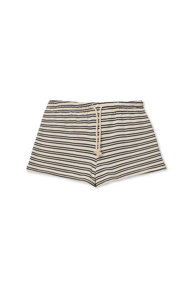 Perfect White Tee – Bennie French Terry Shorts in Navy Stripe