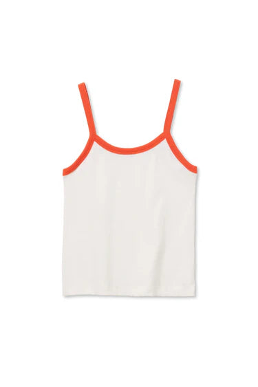 Perfect White Tee - Cherry Sporty Ringer Tank in Ivory/Clementine