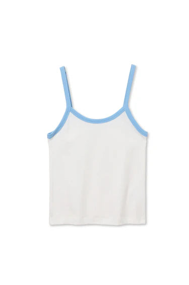 Perfect White Tee - Cherry Sporty Ringer Tank in Ivory/Pacific Blue