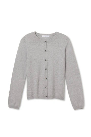 Perfect White Tee - Moira Cotton Cashmere Cardigan in Heather Grey