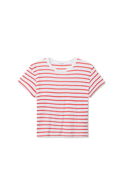 Perfect White Tee - Everett Jersey Short Sleeve Tee in Tomato Stripe